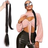 NASHRIO Pferdeschwanz Extensions Schwarz, 150g, 80cm Lang Braid Extensions Pferdeschwanz Verlängerung Ponytail Haarteil für Frauen