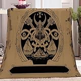 Kuscheldecke Wikinger Runen Helm Schiff Flauschige Weiche Komfortable Warme Wohndecke Schwarz Braun Tagesdecke Sofa Bett Couchdecke Kinder Jugendliche Wohnzimmer 100 X 130 cm