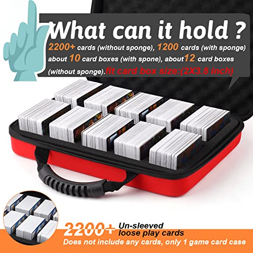 1200-2200 Card Game Case For Cards Against Humanity Game,Collectible Trading Card Storage Holder Compatible With Pokemon Cards, Sports Card And Baseball Cards,Playing Card Travel Carrying Case Fit All Other Card Games Expansions (Red) #TOP1