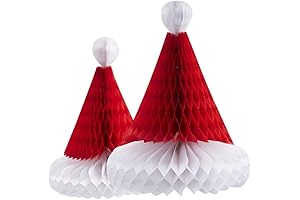 BinaryABC Christmas Tissue Paper Honeycomb Santa Hat Hanging Decoration Ornament