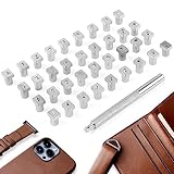 Yangoutool 36Pcs Leathercraft Metal Letter and Number Stamps Punch Set for DIY Leather Craft Printing Tools, 26 Letters Alphabet from A-Z & 10 Numbers 0-9(3mm)