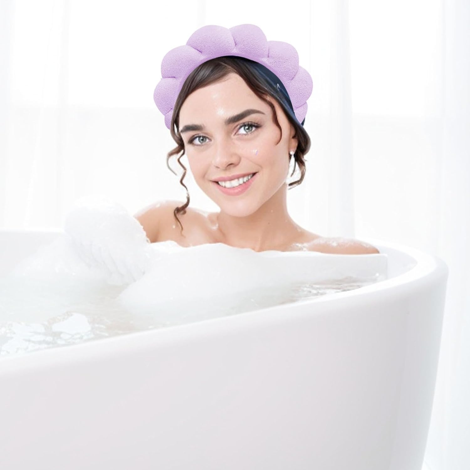 DRESHOW Spa Headband for Women Sponge Headband for Washing Face Clouds Soft Terry Cloth Makeup Skincare Headbands - Image 2