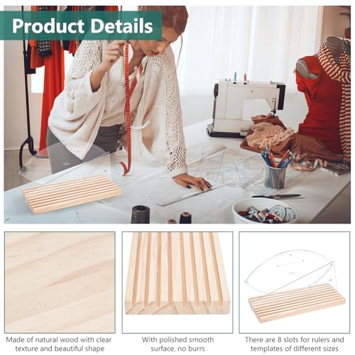 Miniatura 4 de Ph Pandahall Regla De Madera De 8 Compartimentos, Organizador Para Acolchar Estante De Almacenamiento, Soporte Para Reglas Para Acolchar, Soporte Para Regla De Cuadrícula De 4 Mm