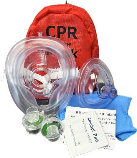 Pack of 10 Adult & Infant CPR Mask Combo Kit with 2 Valves
