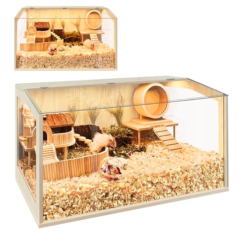 Prolee Hamster Cage Wooden 24 Inch Mice and Rat Habitat Openable Top with Acrylic Sheets Solid Built,2023 Newest Model, 24"