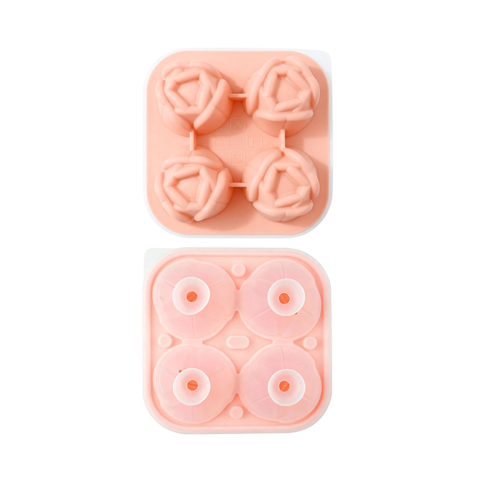 jiingekk Food Grade Silicone Ice Mold with Tulips Design 4 Cavity Cubes Tray Multipurpose Chocolate Dessert Crafting Silicone Ball Mold with Lid
