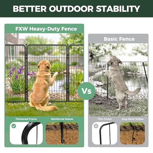 Image of FXW No Dig Garden Fence, Outdoor for Yard, 40in(H) x 36.4ft(L), 16 Panels | Heavy-duty Metal Animal Barrier, Dog-friendly yard, Flower bed protection, Flexible layout, Decorative
