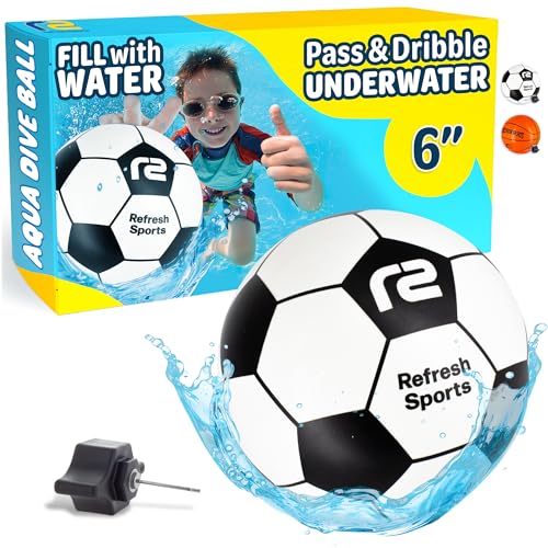 Aqua Dive Pool Ball - Underwater Pool Toys For Kids & Teens - Fun Summer Water Toys & Beach Games for Boys and Girls - Kick, Throw, Pass Underwater - 6' Soccer Ball Gift for 5 6 7 8 9 10+ Year Old