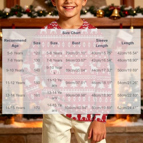 Girls Crewneck Christmas Sweater Long Sleeve Sweaters Winter Xmas Tops | Girls Christmas Crew Neck Sweater, Drop Shoulder Loose Fit Sweaters, Ribbed Cuff, Soft Knit Jumper Top, Winter Clothes - image 3