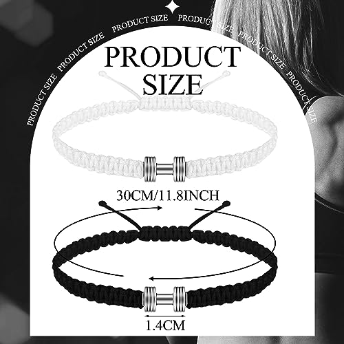 Zeyune 12 Pcs Fitness Bracelet Motivational Dumbbell Charm Adjustable Bracelet for Men and Women Exercises Weightlifting Sports Enthusiasts Fitness Personal Trainer Graduation Gift2
