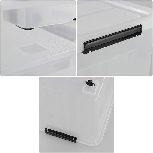 Miniatura 3 de Cajas grandes de almacenamiento transparentes de 70 L, paquete de 4 cajas de almacenamiento de plástico con tapas y ruedas