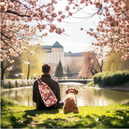 Image of Crossbody Bag Sling Bag Backpack Chest Bags Shoulder Bag for Women Men Boho-Red Paisley 1