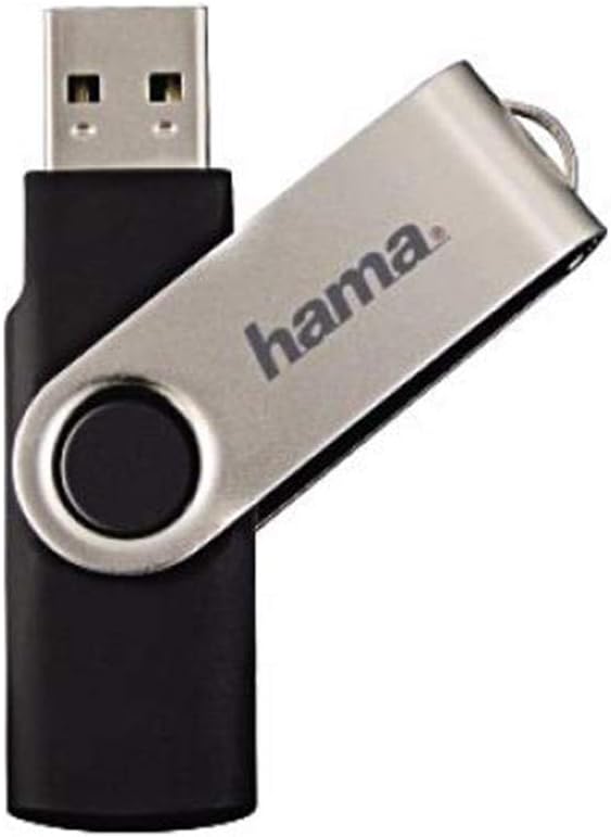 Hama 64 GB USB Flash Drive USB 2.0 Data Stick (15 MB/s Data Transfer, with Eyelet for Attaching to Key Ring, Memory Stick, Metal Memory Stick, Suitable for Windows/MacBook) Silver
