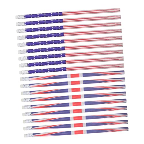 ELAYARD 24個 節日鉛筆 可愛い国旗デザイン 英米旗入り 学校オフィス文具 断面滑らか 用学習パーティー景品