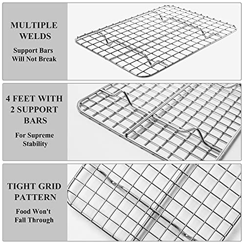 image for Baking Sheet with Cooling Rack Set [2 Sheets + 2 Racks], Deedro Stainl