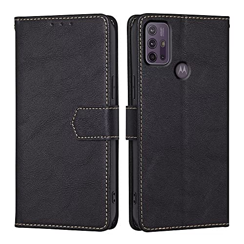 RankOne Funda Compatible con Motorola Moto G10 / G20 / G30 (6.5' Inches), Funda de Piel Tipo Folio Flip Protectora con Ranura para Tarjeta Carcasa - Negro