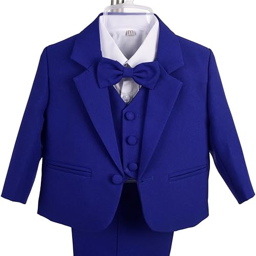 Miniatura 4 de Dressy Daisy - Juego de traje de esmoquin de 5 piezas, formal, sin cola, para niño pequeño, para boda o Navidad