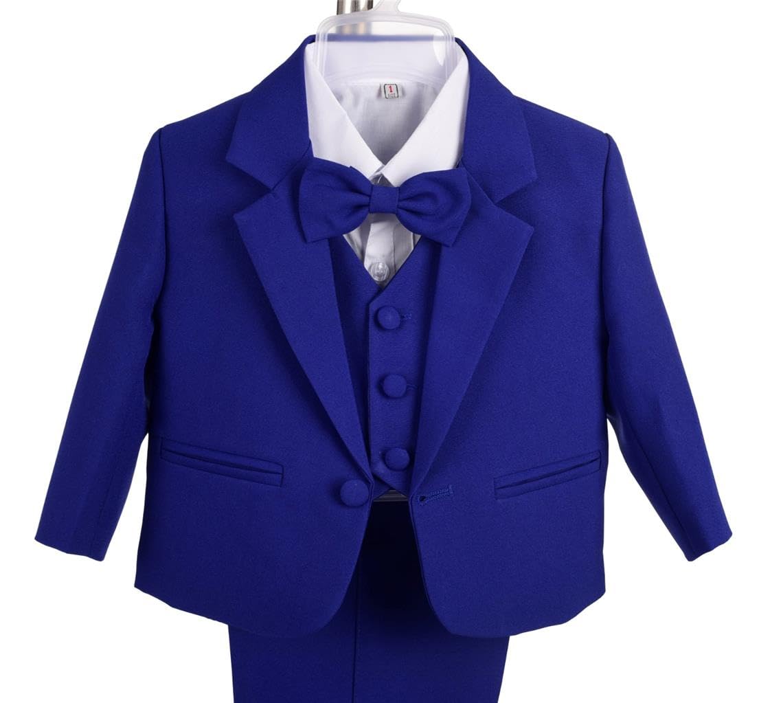 Lito Angels Completo Elegante per Bambino Bimbo Neonato Maschio, Smoking per Matrimonio Cerimonia, Blu Reale/Nero/Avorio/Bianco