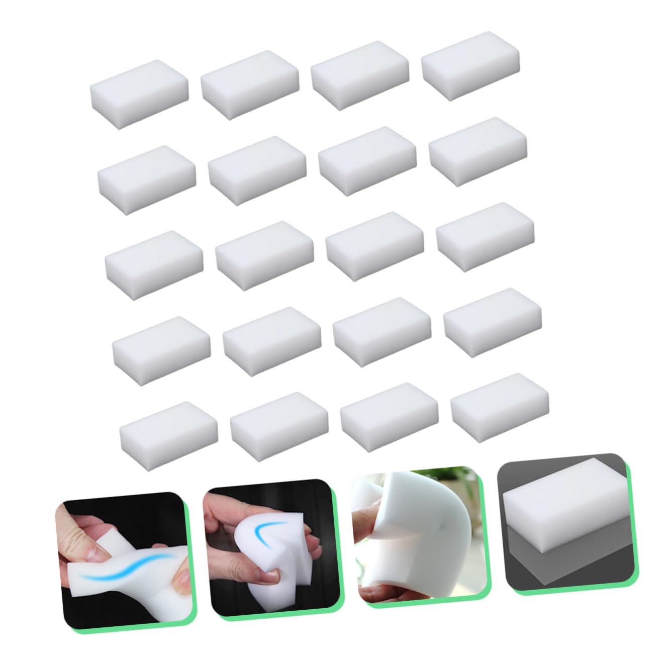 COLLBATH Lot de 20 Éponges Blanches de Nettoyage en Éponge Cuisine, Élimine la Graisse Salissures sur Céramique et Verre, Réutilisable