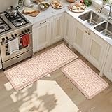 Picture of KIMODE Anti Fatigue Kitchen Mats for Floor, Boho Vintage Kitchen Rugs Sets of 2, Kitchen Floor Mats Cushioned Non Slip, Khaki Memory Foam Standing Mats for Laundry Office Sink Desk 17"x47"+17"x29"