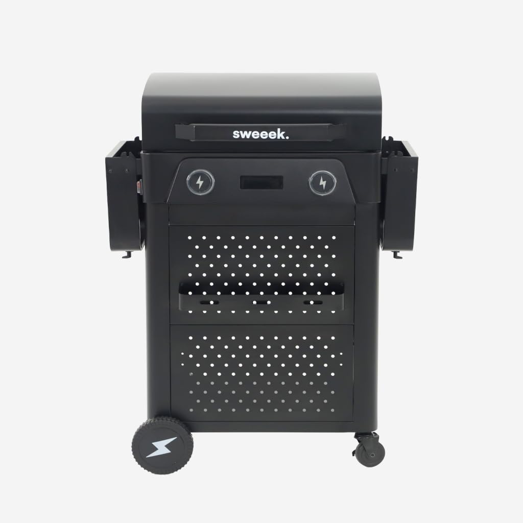 sweeek - Barbecue électrique acier émaillé 2 brûleurs 2300 W. 2 tablettes. thermomètre. écran de contrôle - Voltis