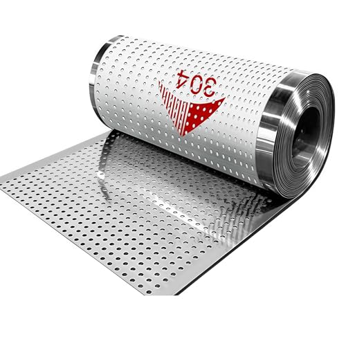 Quxxuol 穴あきプレート304ステンレス鋼0.3mmの厚さ8mmの穴径10mmの穴間隔穴あき鋼板棚メッシュプレートフラワーラックマット窓枠ガードレール防水防錆頑丈で耐久性のあるDIYチキンケージペットケージはさまざまな用途に使用できます (幅37cm