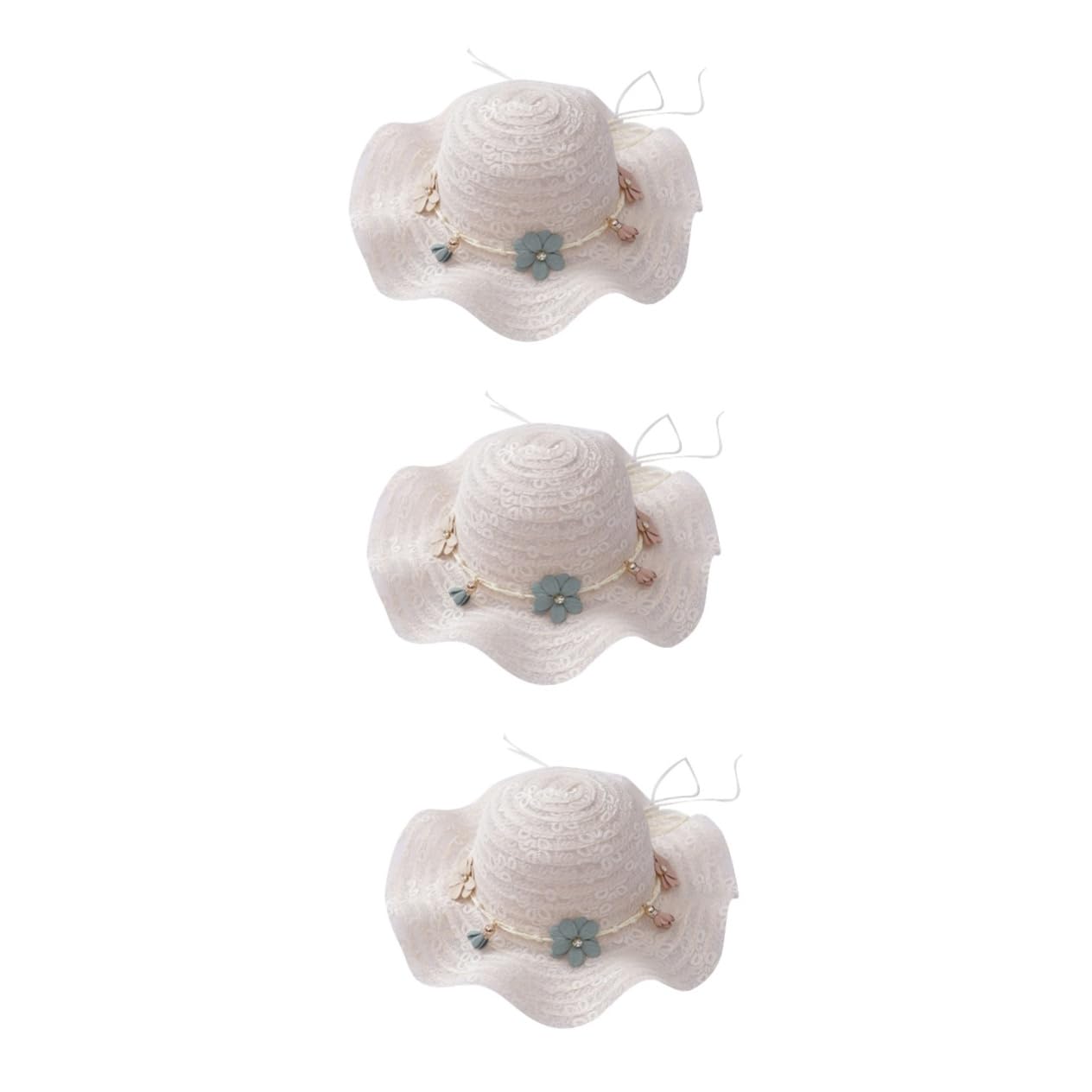 Veemoon Cappello da Sole per Largo Carino Paglia Cappello da Sole per Bambina parà Bianco Cappello da Spiaggia per Cappello per Cappello a Larga bambù