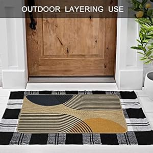 Boho door mat indoor entrance welcome outdoor doormats mud room entry rug non slip rubber mat low profile dirt trapper bohemia sun 17×30 inch  urban country home decor