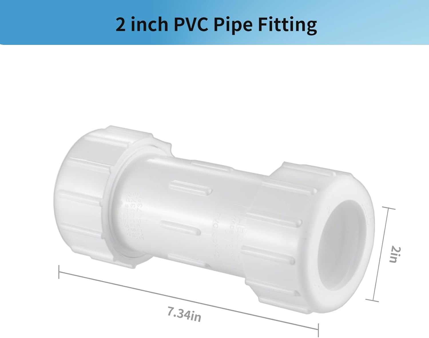 LESSO 2 Inch PVC Compression Coupling, Pipe Connection, IPS Coupling, Compression Fitting, Quick Connecting Piping and Repairs of PVC Pipe, 2" Schedule 40, White