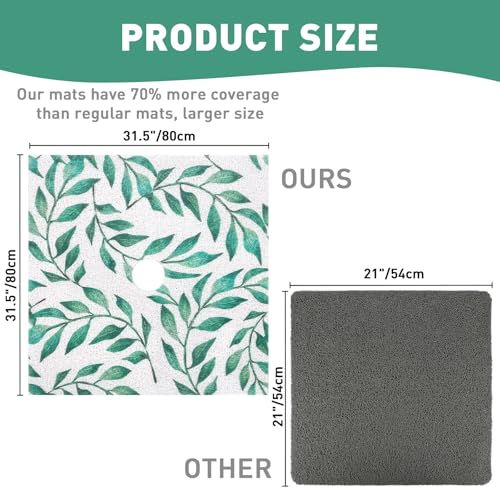 Image of Square Shower Mat Non Slip: 32 x 32 Inch Extra Large Shower Mats with Drain Hole in Middle - PVC Loofah Anti Slip Shower Floor Matt for Inside Shower