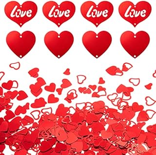 Red Heart Confetti Glitter Love Heart Table Confetti Sequin Foil Metallic Heart Shape Confetti for Valentine's Day Anniversary Wedding Birthday Holiday Party Decoration