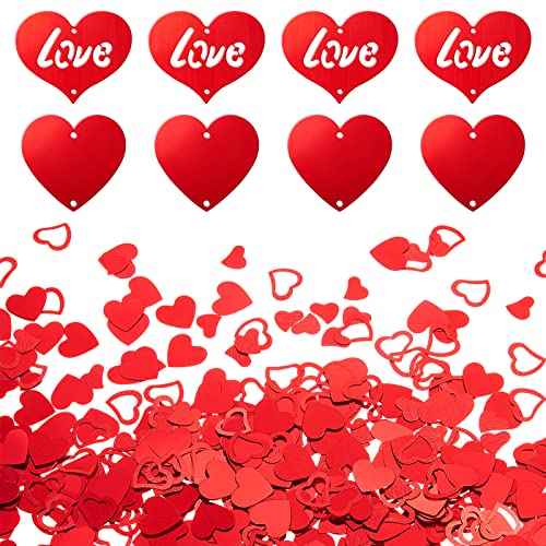 Chalyna 8 Piezas de Confeti Metálico en Forma de Corazón Confeti de Corazón con Brillo y 30 g de Confeti Rojo de San Valentín Confeti Decorativo de Mesa Lentejuelas de Corazón Cover