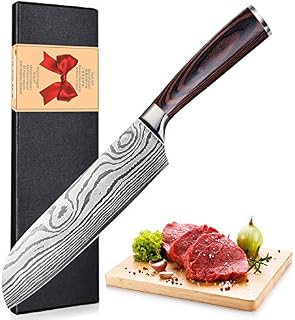 Home Safety Santoku Knife, Chef Knife 7 Inch - Professional Chefs Knife - German High Carbon Stainless Steel - Best Value with Exquisite Packaging - Ultra Sharp Cooking Knife