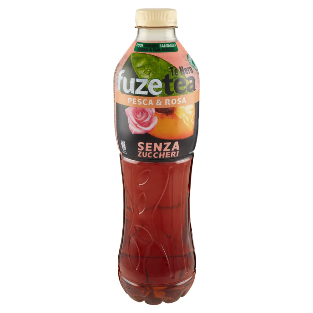 6X Fuzetea Té Nero al Gusto Pesca e Rosa Senza Zuccheri 1,25L - Drink Summer 2023 [CAIYA® BOX da 6 Confezioni]