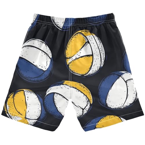 Boys Beach Board Shorts Volleyball Ball Black Sport Swim Trunk Teen Swimwear 8-16Y2