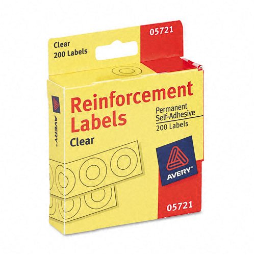 Avery : Self-Adhesive Polyvinyl Standard Diameter Hole Reinforcements, Clear, 200/Pack -:- Sold As 2 Packs Of - 200 - / - Total Of 400 Each #TOP1