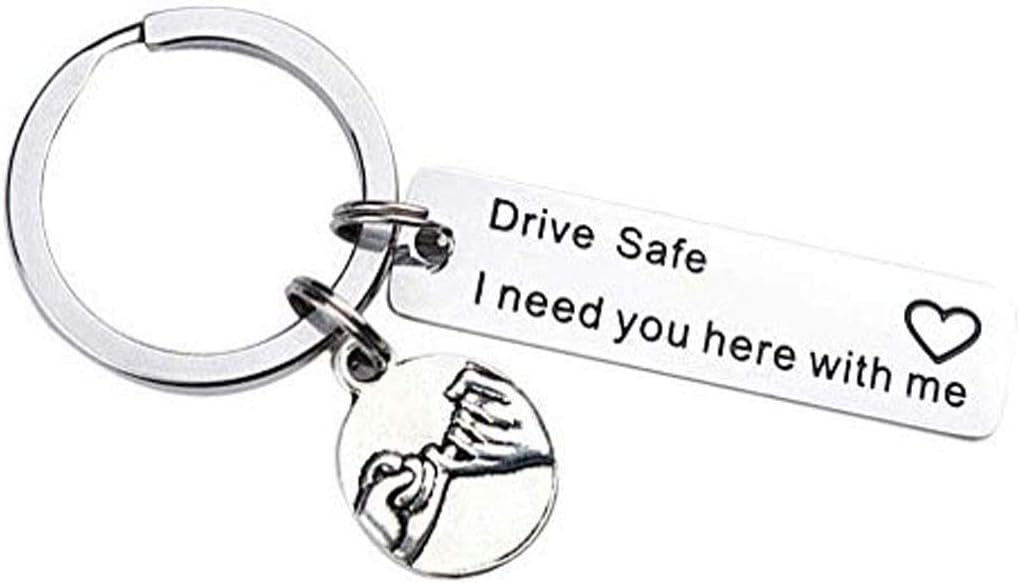 Father's Day Gift Drive Safe Keyring - Drive Safe I Need You Here with Me Trucker Keychain Birthday Another Gift Husband Boyfriend Gift