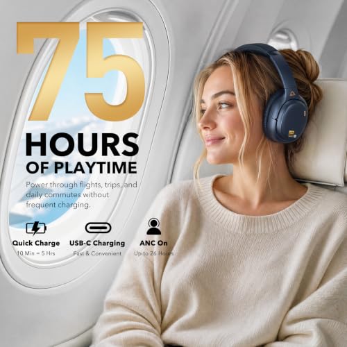 1Mii E700 Noise Cancelling Headphones Bluetooth Wireless Hi-Res LDAC,Indigo by 1Mii - Used condition - Image 6