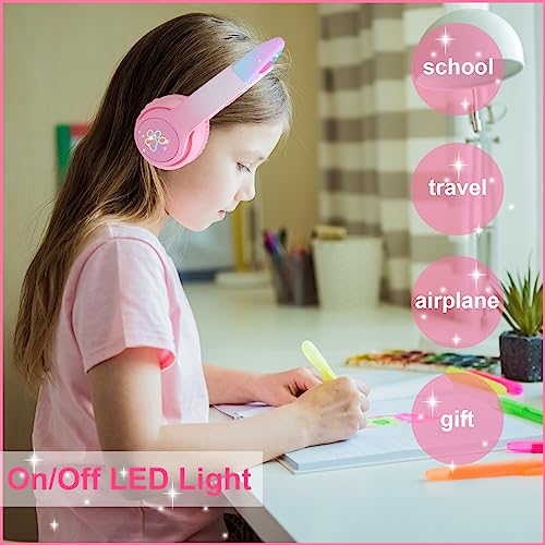 Casque Bluetooth pliable rose pour enfant avec micro intégré stable - 2