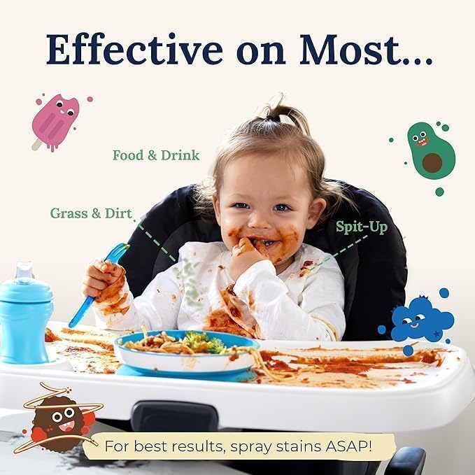 Image of Miss Mouth's Messy Eater Stain Treater Spray for Baby Clothes & Fabric | Instant Stain Remover for Food, Milk, Fruit, Juice, Sauce | Safe on Bibs, Kids Clothing & Washable Fabrics | 120ml (PACK OF 1)