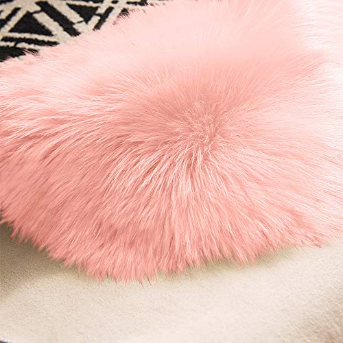 Carvapet Luxury Soft Faux Sheepskin Chair Cover Seat Cushion Pad Plush Fur Area Rugs For Bedroom, 2Ft X 3Ft, Pink #TOP2