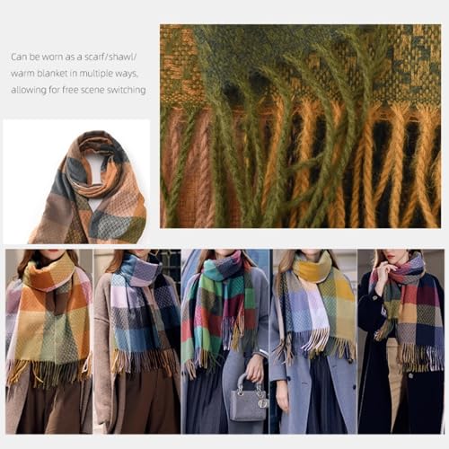 Scarf for Women Winter Fall Cashmere Feel Plaid Scarves Soft Warm Shawls Checked Long Blanket Knit Neck Wraps Fashion3