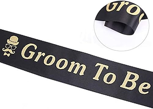 Miniatura 3 de Hongkai Kit de banda y pin de insignia, banda negra de la sación y el novio para ser premio, broche para fiesta, compromiso, celebración