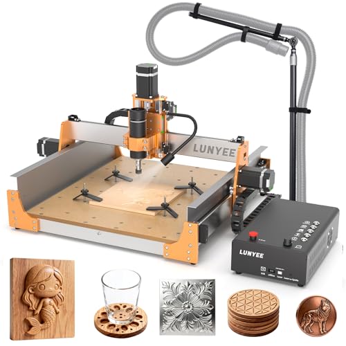 LUNYEE 4040 Pro Max CNC Router Machine, 500W Spindle, NEMA23-76 Closed-Loop Stepper Motor, 3 Axis Engraving and Milling Machine, Dual Linear Rail Z-Axis, for Wood Acrylic Aluminum