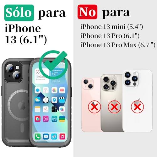 Funda iPhone 13 impermeable negra Cozycase carcasa 360 antigolpes militar resistente agua 2