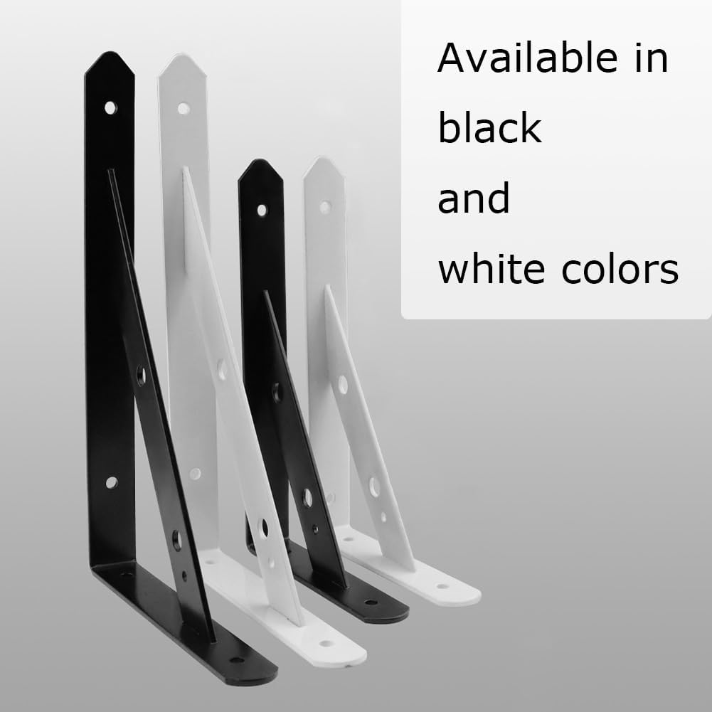 Heavy Duty Shelf Brackets, (0.16 Inch Thicked) Wall Mount L Iron Bracket Triangle Corner Brace for Floating Shelf 2 Pack Metal Brace Brackets (Color : White, Size : 450mm/18in)