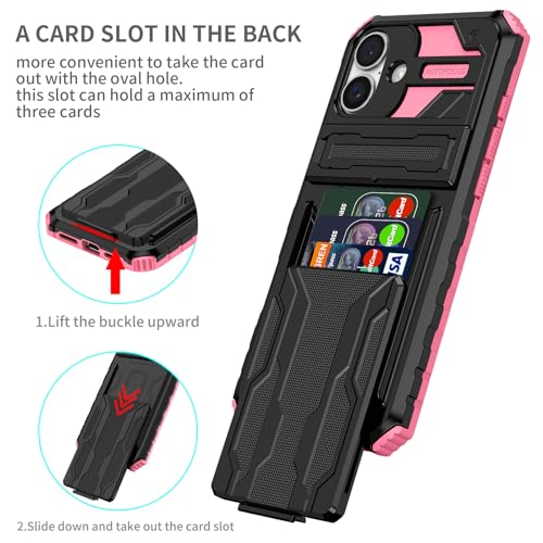 Asuwish Coque pour iPhone 16 JGKB Rose ultra fine et résistante aux rayures