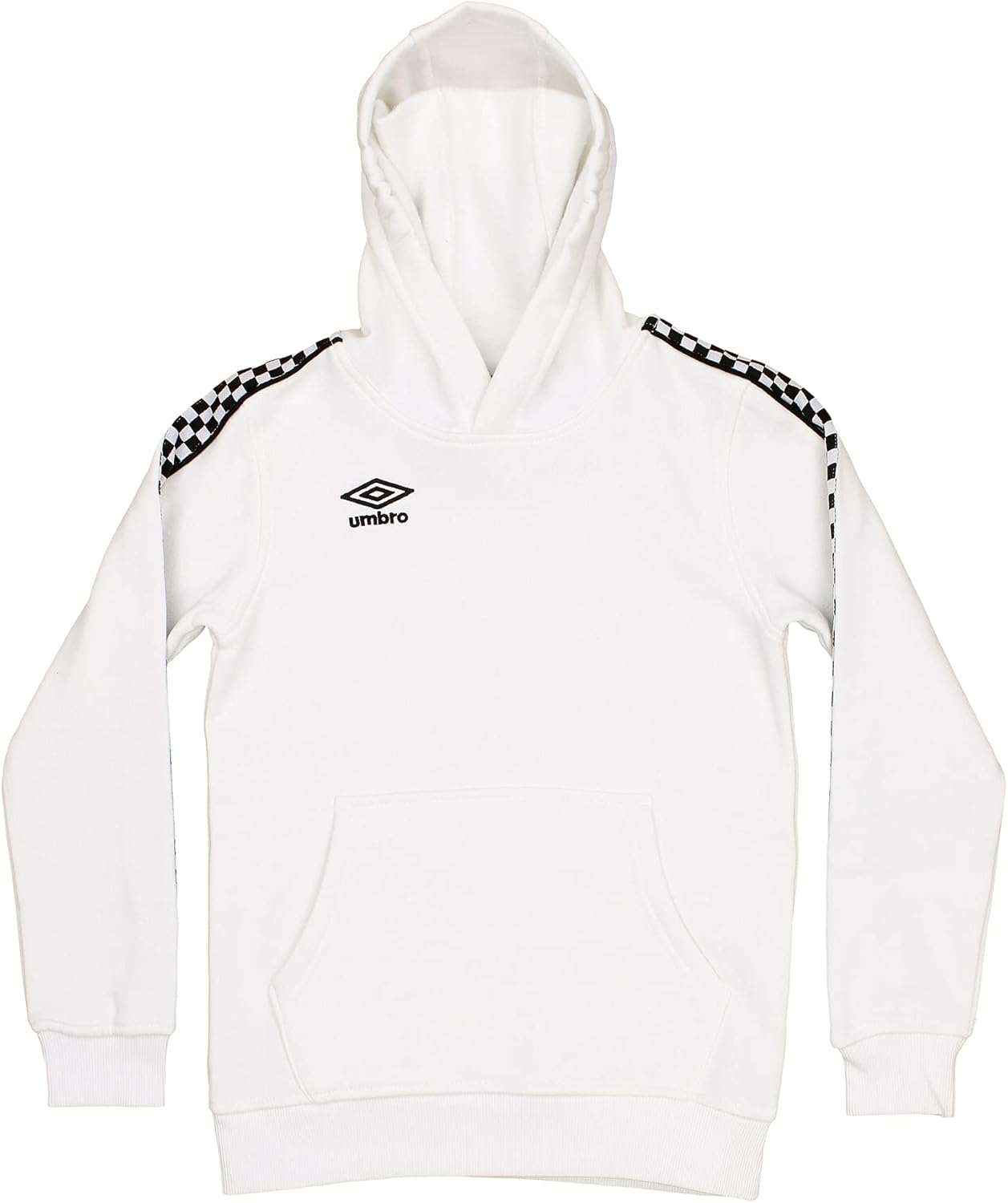 Umbro Boy's Youth (8-18) Pull Over Check Tape Hoodie, White/Bl