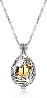 Zysta Cremation Jewelry Urn Necklace for Ashes Teardrop Butterfly Urn Memorial Locket Pendant Necklace Hollow Flower Jar Keepsake Cremation Jewelry for Women