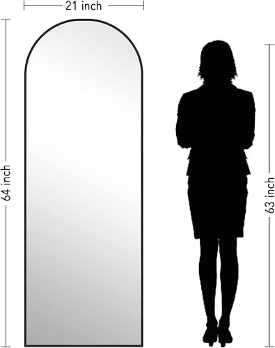 Miniatura 9 de PexFix espejo arqueado de cuerpo entero, espejo de piso, de pie, se puede inclinar contra la pared y colgar, espejo para pared, 64 x 21 pulgadas